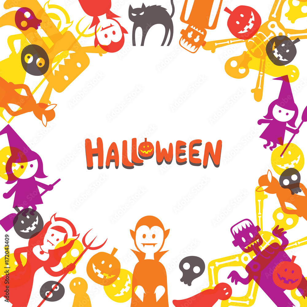 Halloween Monster Characters Frame Halloween Monster Characters Frame