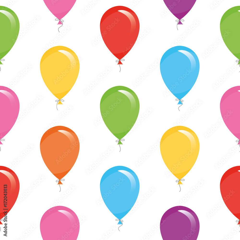Festive seamless pattern with colorful balloons. For birthday, baby shower, holidays design.