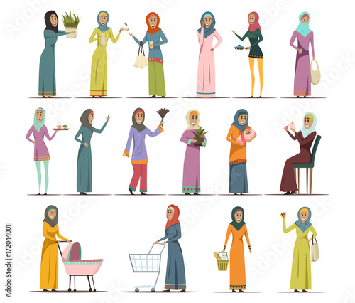 Arabic Woman Icons Set