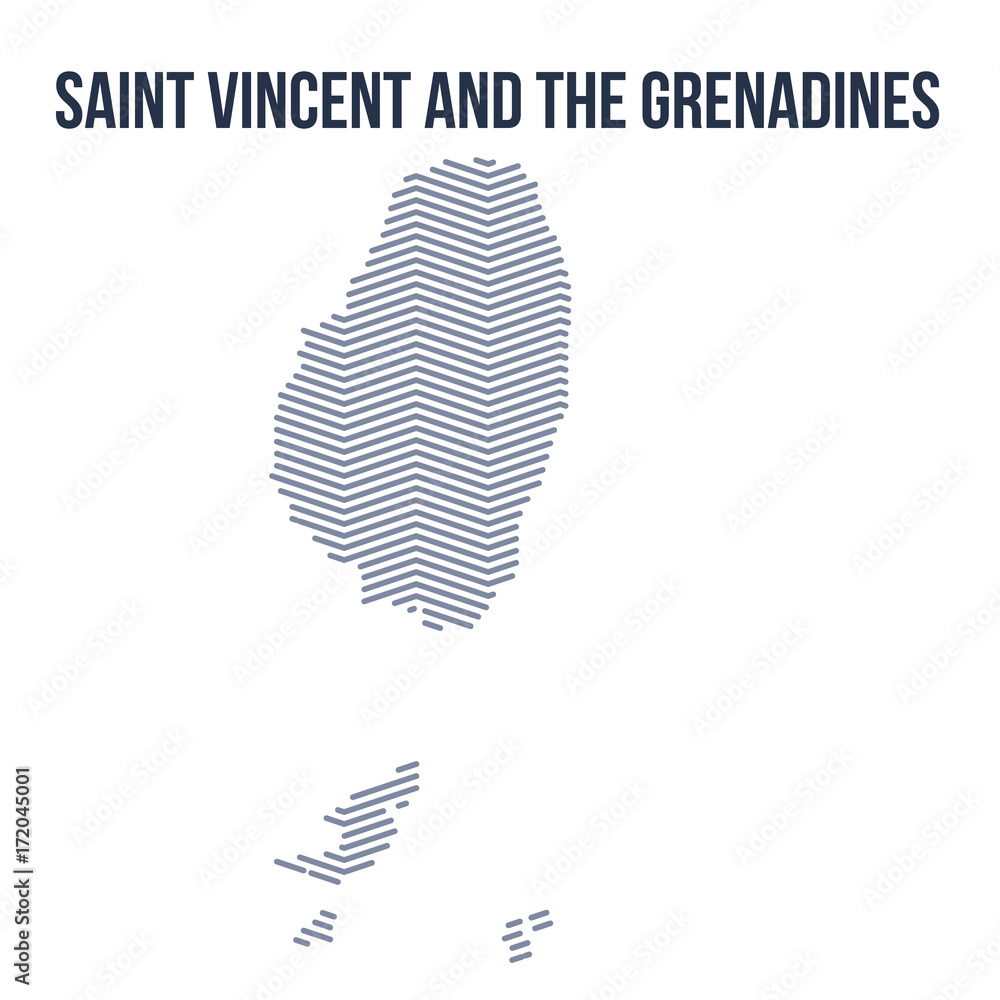 Vector abstract hatched map of Saint Vincent and the Grenadines with zig zag lines isolated on a white background. Vector abstract hatched map of Saint Vincent and the Grenadines with zig zag lines isolated on a white background.