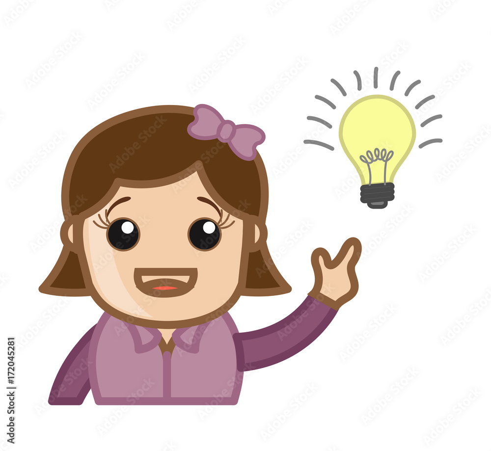 Girl Got an Idea - clip-art vector illustration Girl Got an Idea - clip-art vector illustration