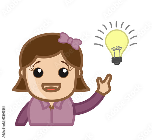 Girl Got an Idea - clip-art vector illustration