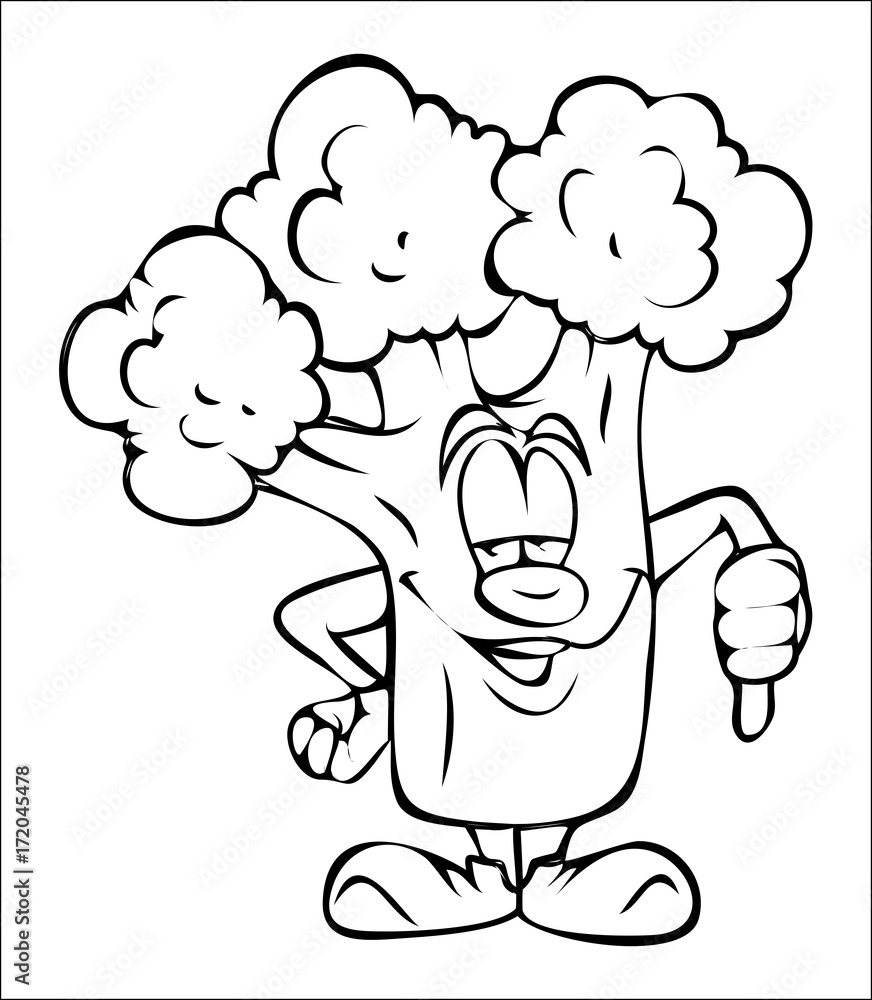 Cartoon Cauliflower Showing Thumb Up Vector Drawing Stock Vector | Adobe  Stock