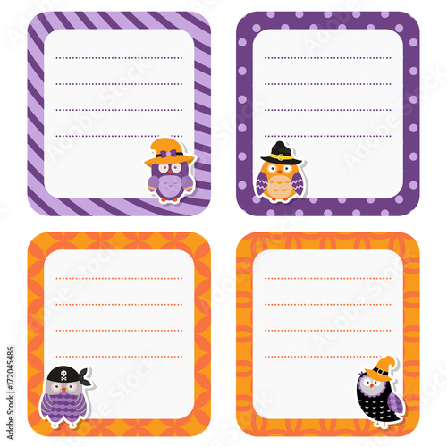 Cute cards or stickers with owl.