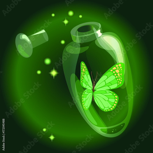 butterfly stuck in the bottle