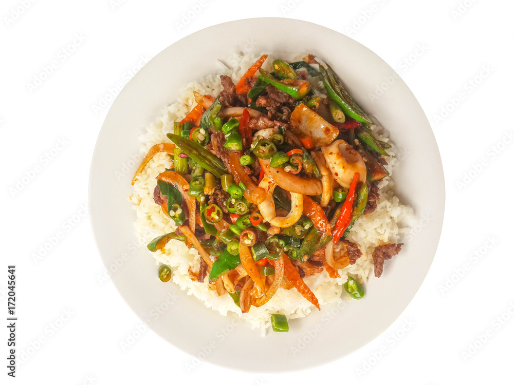 Food in the plate White isolated on white background Food in the plate White isolated on white background