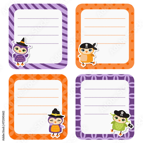 Cute cards or stickers with owl.