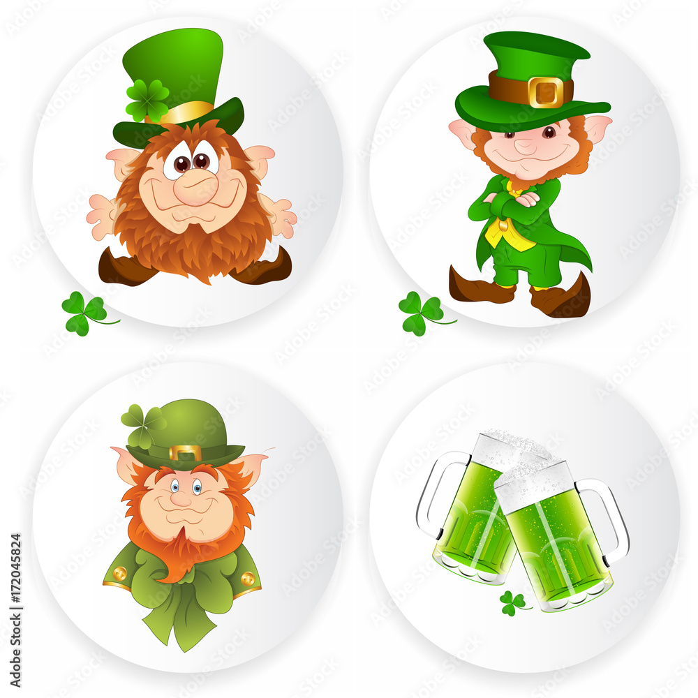 Cartoon Leprechaun and Beer Glass Vector Cartoon Leprechaun and Beer Glass Vector