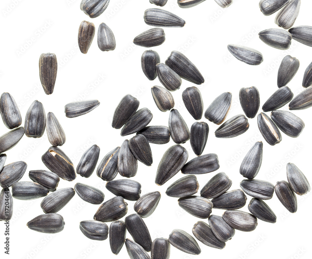 Fried black seeds isolated on white background Fried black seeds isolated on white background