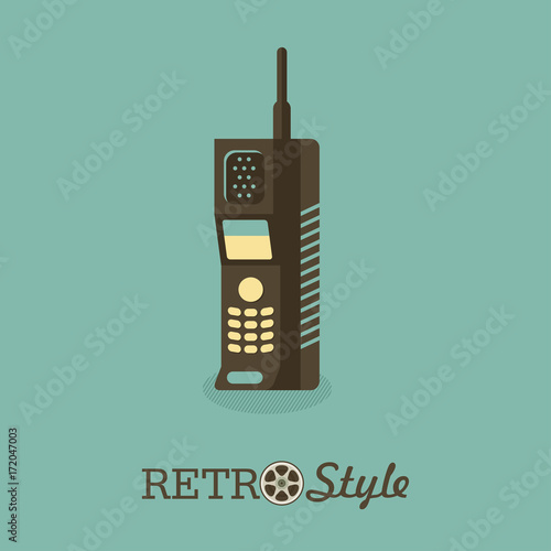 Handset. The radiotelephone. An outdated model. Vector illustration.