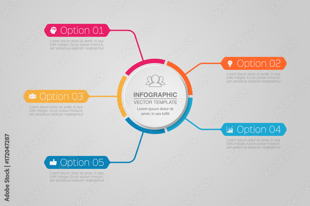 Vector infographic template for diagram, graph, presentation, chart, business concept with 5 options. Vector infographic template for diagram, graph, presentation, chart, business concept with 5 options.