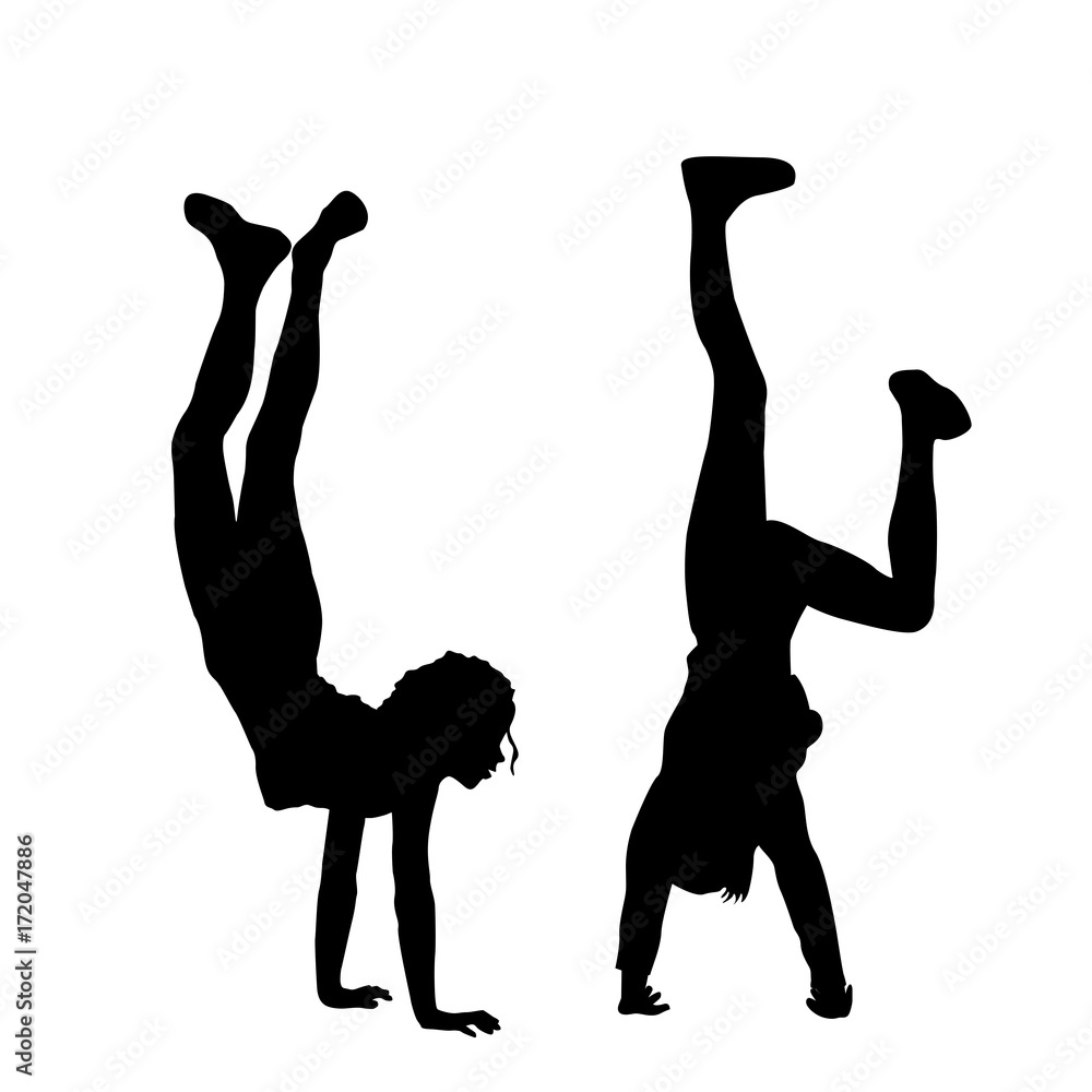 Kids standing upside down on their hands Kids standing upside down on their hands