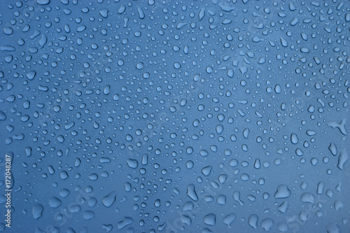 Water drops on car hood.
