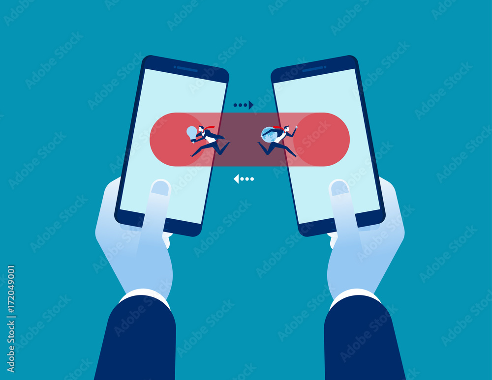 Technology. Data transfer and connection on smartphone. Concept business technology vector illustration. Technology. Data transfer and connection on smartphone. Concept business technology vector illustration.