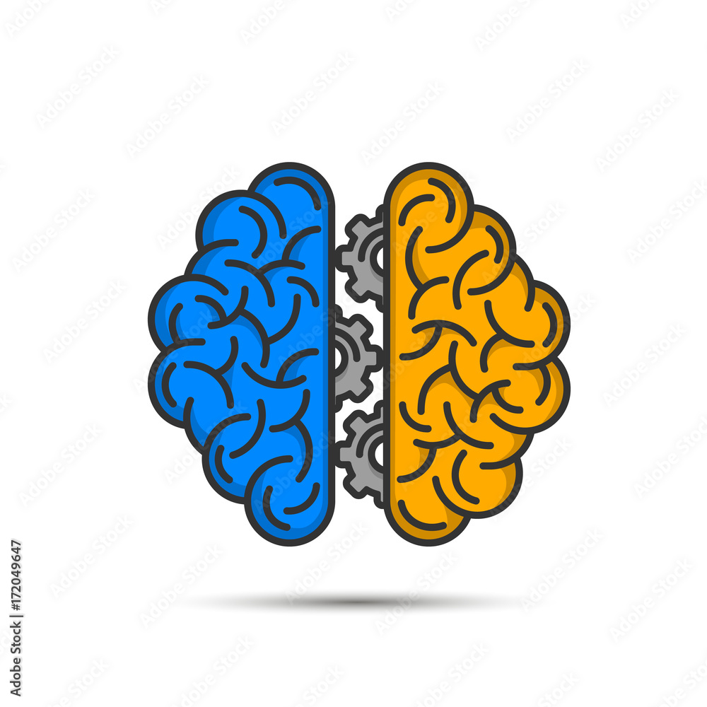 Brain thinking gear on the white background . Vector illustration Brain thinking gear on the white background . Vector illustration