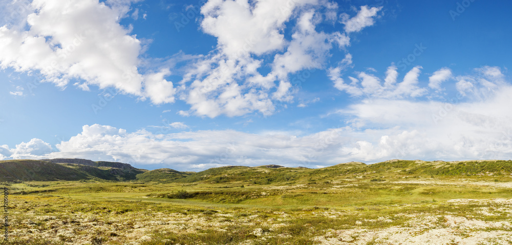 Hills in the mountain tundra