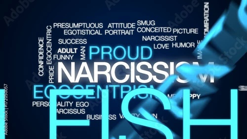 Narcissism animated word cloud, text design animation. photo