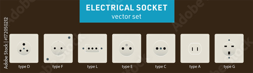 Power Electric Sockets - vector set 