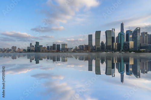 shanghai cityscape and skyline, copy space..