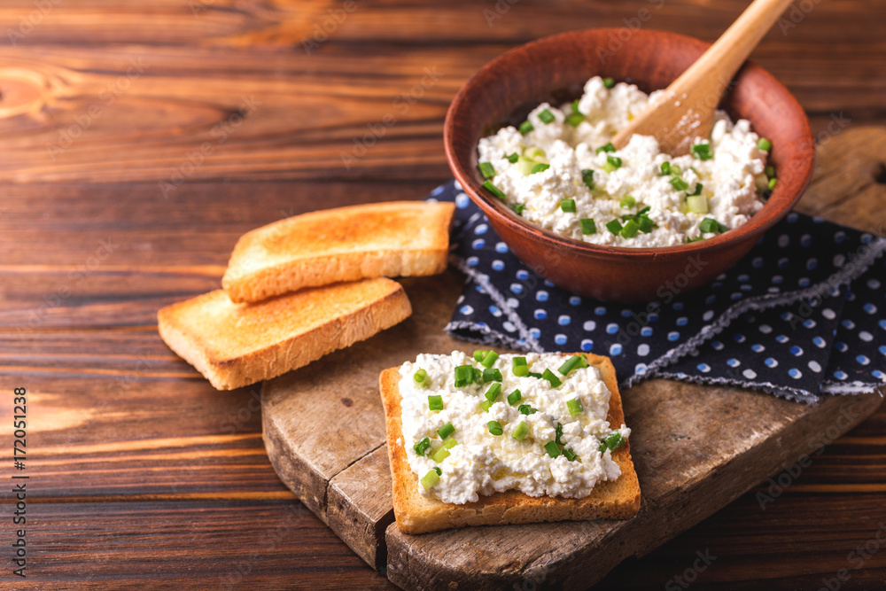 Goat cream cheese with green onions, dip sauce Goat cream cheese with green onions, dip sauce