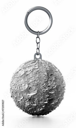 Fototapeta Naklejka Na Ścianę i Meble -  3D Moon connected to keychain. 3D illustration