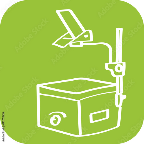 Handgezeichneter Overheadprojektor auf hellgrünem Hintergrund