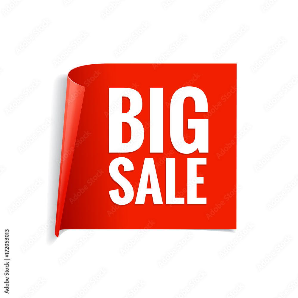 Sale banner. Realistic Red Glossy paper ribbon Sale banner. Realistic Red Glossy paper ribbon