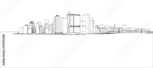 Wire-frame New York City, Blueprint Style