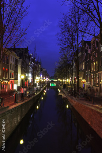 red light district of Amsterdam by night