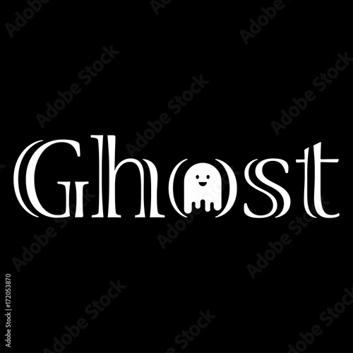 Logotipo Ghost con fantasma en O blanco en fondo negro
