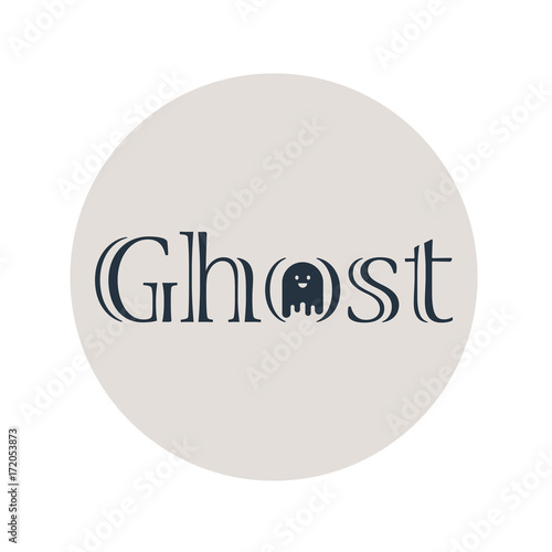 Logotipo Ghost con fantasma en O en circulo gris