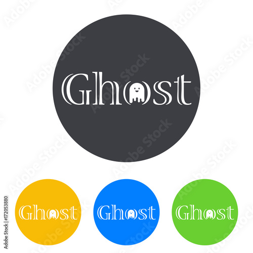 Logotipo Ghost con fantasma en O en circulo varios colores