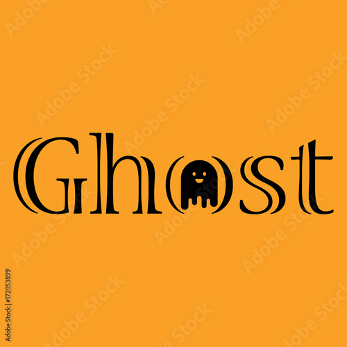 Logotipo Ghost con fantasma en O negro en fondo naranja