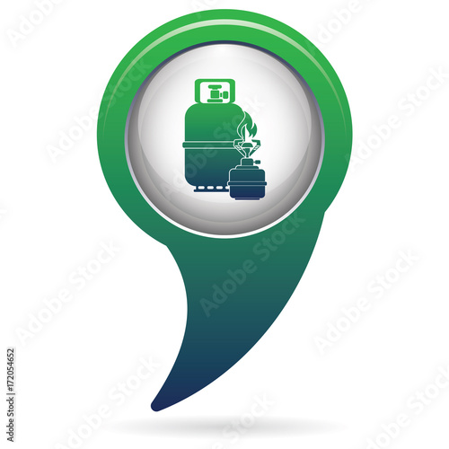 Camping stove with gas bottle icon vector