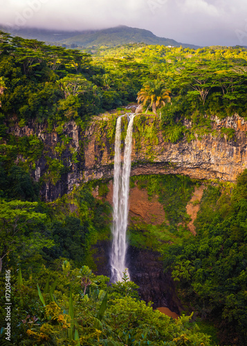 Awesome landscape of Chamarel waterfall