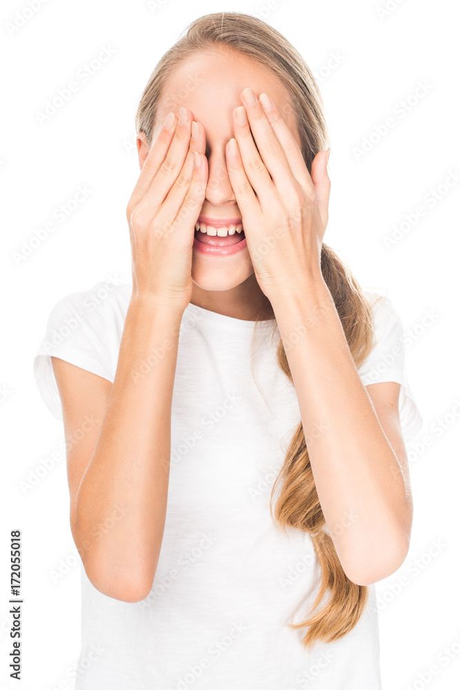 teen girl closing eyes teen girl closing eyes