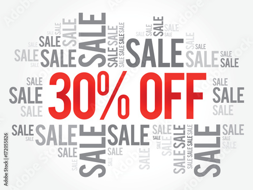 30% OFF Sale words cloud, business concept background