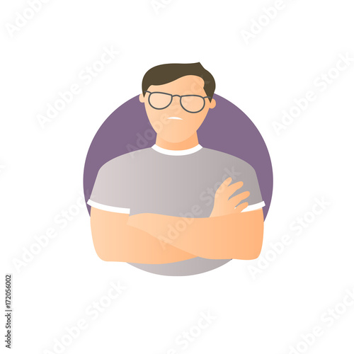 Proud, overproud man, flat gradient vector icon