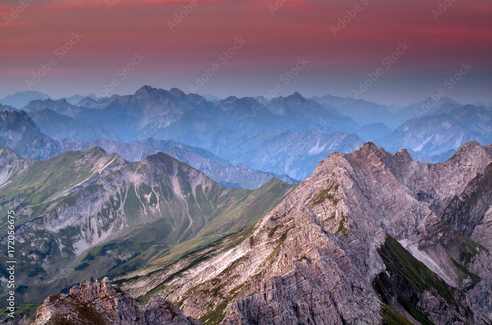 mountain ridge before sunrise