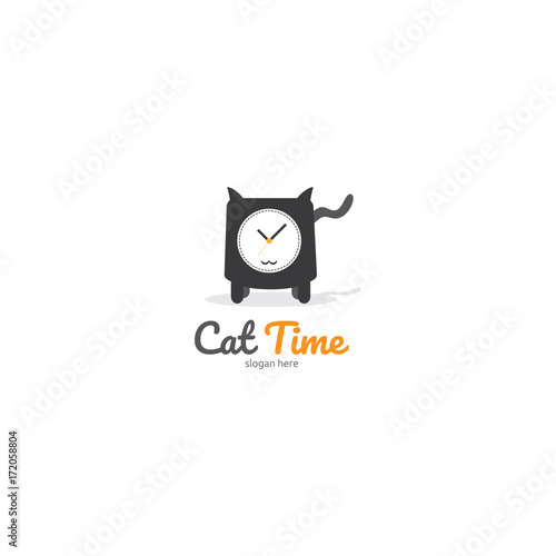Cat time, Cat and watch concept logo template for hobbies, cat lover, app, web, or services.