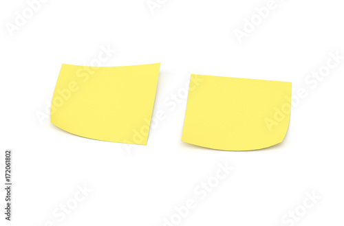 Two yellow sticky note reminders on a white background, 3D render