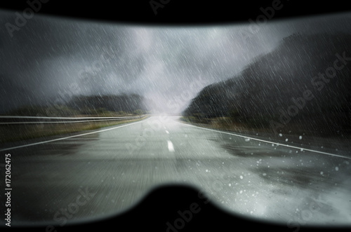 Motorbike Helmet In Rain