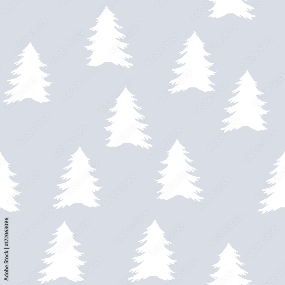 Christmas pattern with trees. Simple, winter background graphic to print on fabric, paper, gift wrapping, packaging, 
