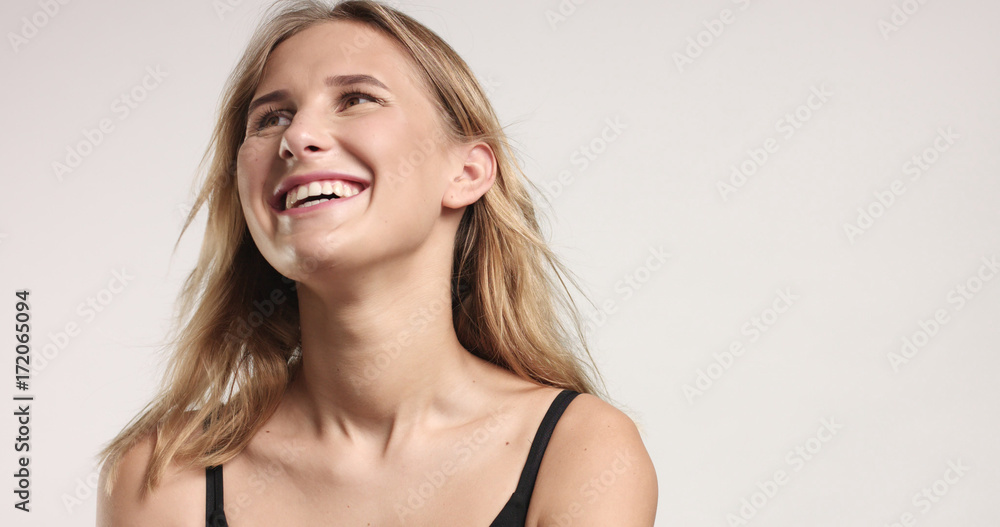 Beautiful blonde in black camisole Beautiful blonde in black camisole