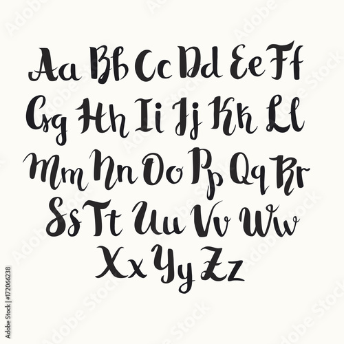 Lettering latin vector alphabet. Black english letters poster. Isolated on white background