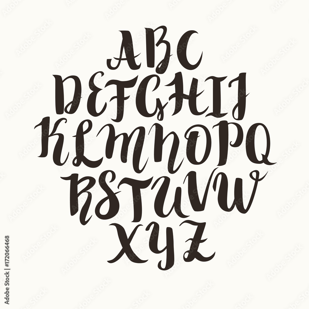 Calligraphic vector font. Lettering latin alphabet, capital letters. Caps  lock is on. Modern abc calligraphy. Black letters for you text or logo  Stock Vector | Adobe Stock