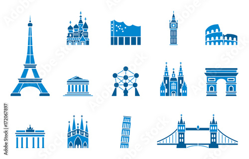 Wahrzeichen von Europa - Iconset (in Blau)