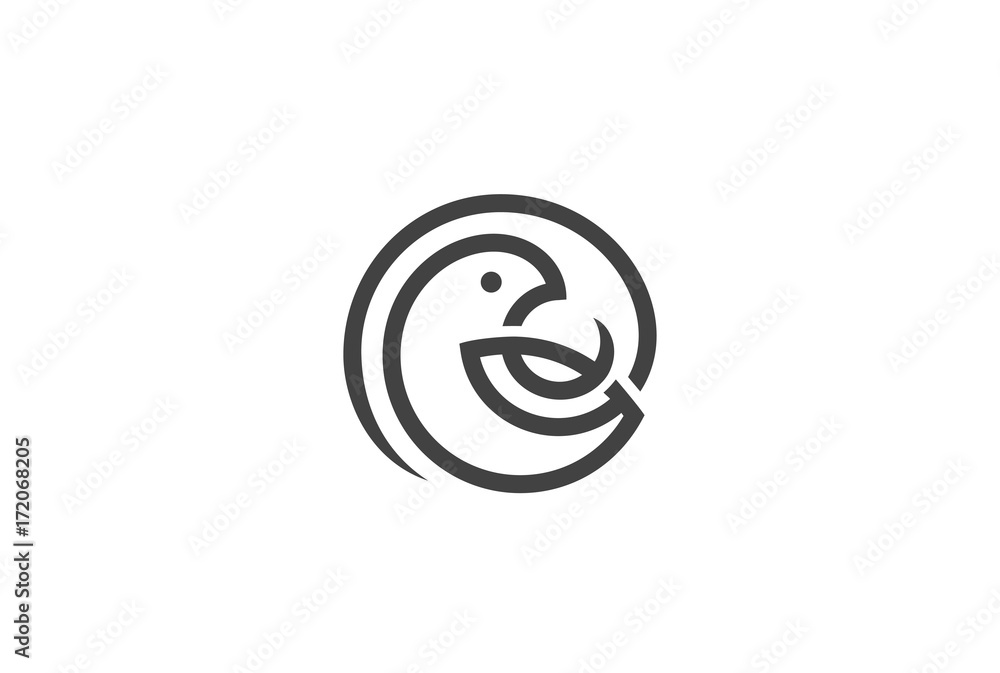Bird in Circle Logo vector Linear. Parrot Dove Sparrow icon Bird in Circle Logo vector Linear. Parrot Dove Sparrow icon