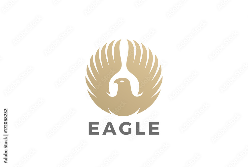 Eagle Wings Logo design vector Circle. Luxury heraldic bird icon Stock