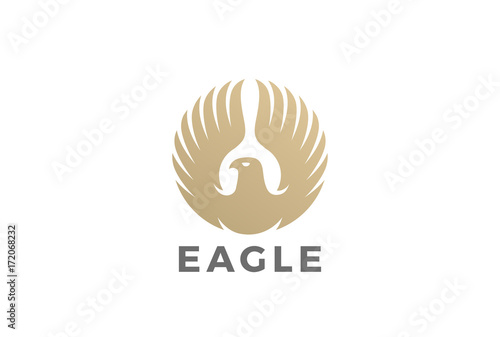 Eagle Wings Logo design vector Circle. Luxury heraldic bird icon